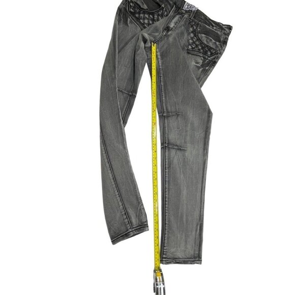 AKADEMIKS Black Wash Distressed Skinny Jeans Size 7 Low-Rise Embroidered Hip-Hop - Picture 16 of 16